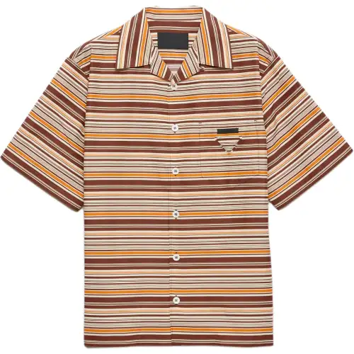 Prada Striped Short Sleeved Bowling Shirt
