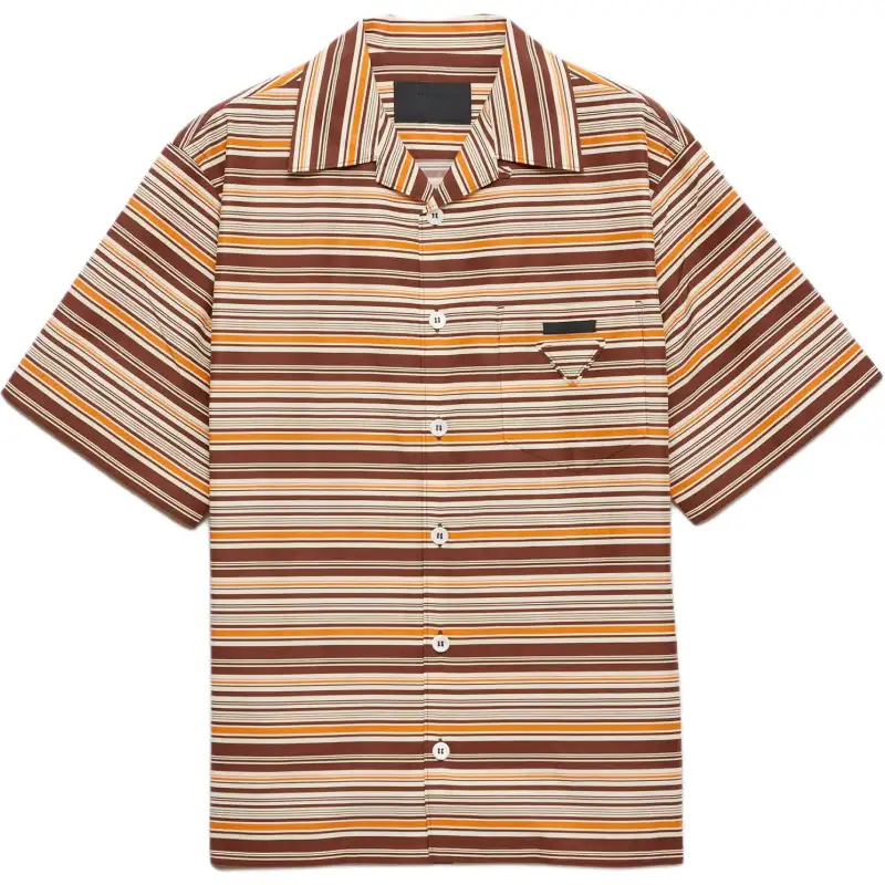 Prada Striped Short Sleeved Bowling Shirt