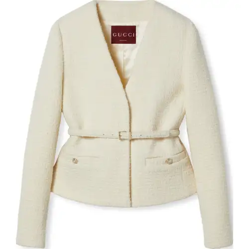 GUCCI V Neck Damier Bouclé Jacket