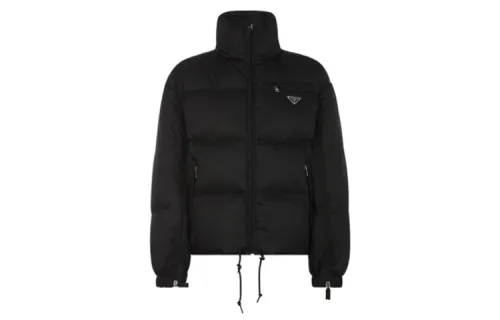 PRADA Down Jackets Women's Black Stand Collar Moderate Other