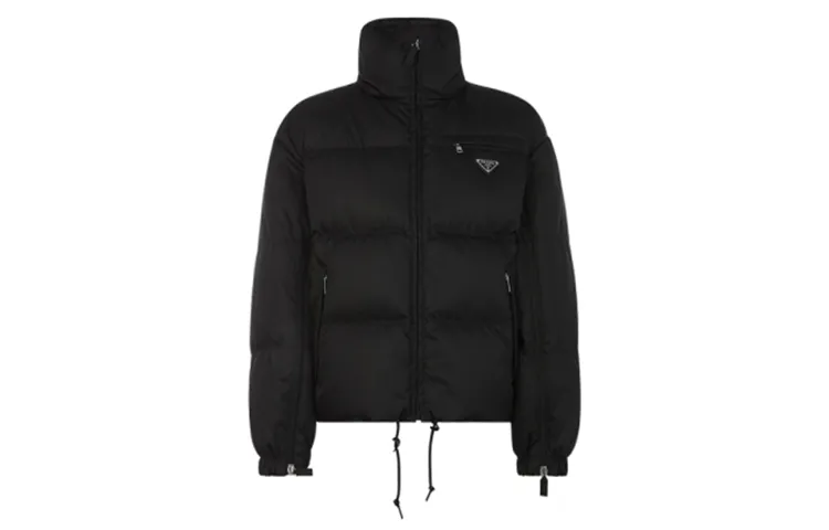 PRADA Down Jackets Women's Black Stand Collar Moderate Other