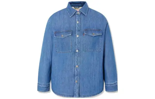 Levis Shirts Women's Blue Square Collar Moderate Denim