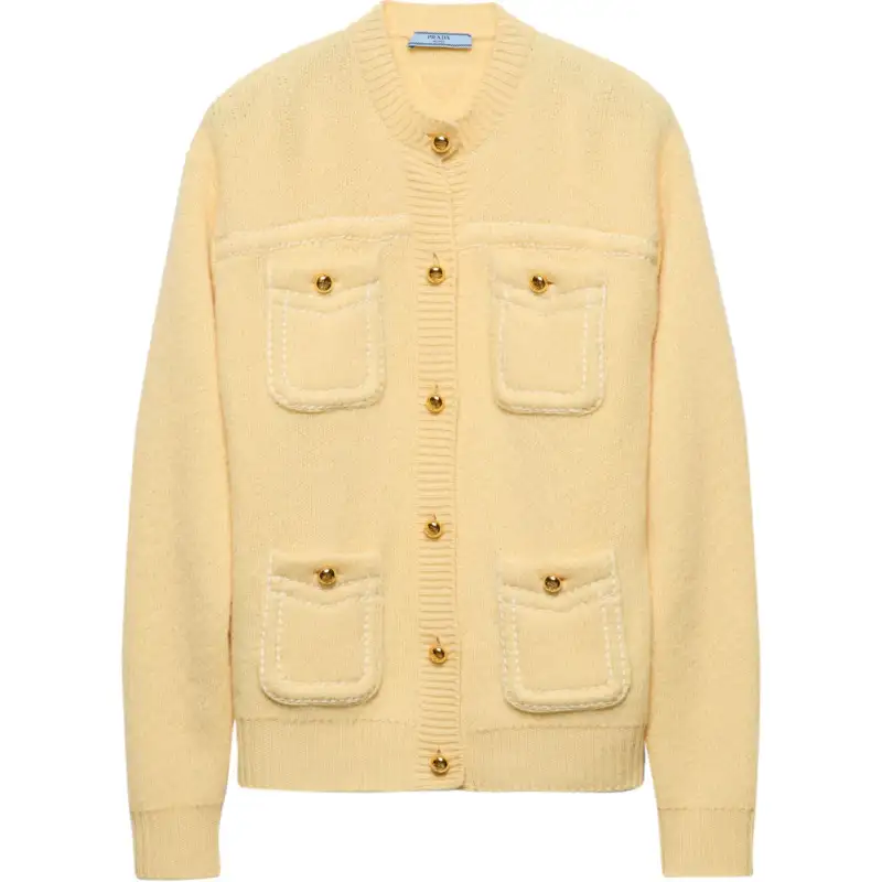 PRADA Crewneck Button-Up Cardigan