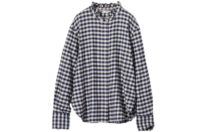 UNIQLO X CDC Shirts Women's Dark Blue Stand Collar Moderate Mock Two Piece