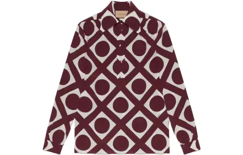 GUCCI Shirts Women's Red Pointed Collar Moderate Shirt