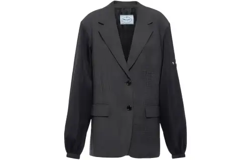 PRADA Jackets Women's Gray Suit Collar Moderate Other