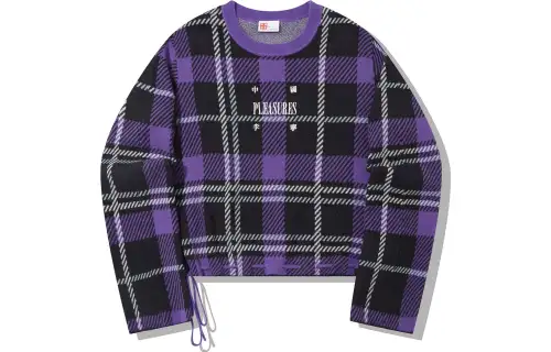 Li Ning x PLEASURES Knitwear Women's Black Ultraviolet Plaid Set