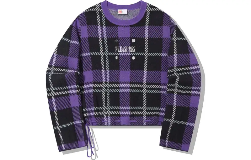 Li Ning x PLEASURES Knitwear Women's Black Ultraviolet Plaid Set