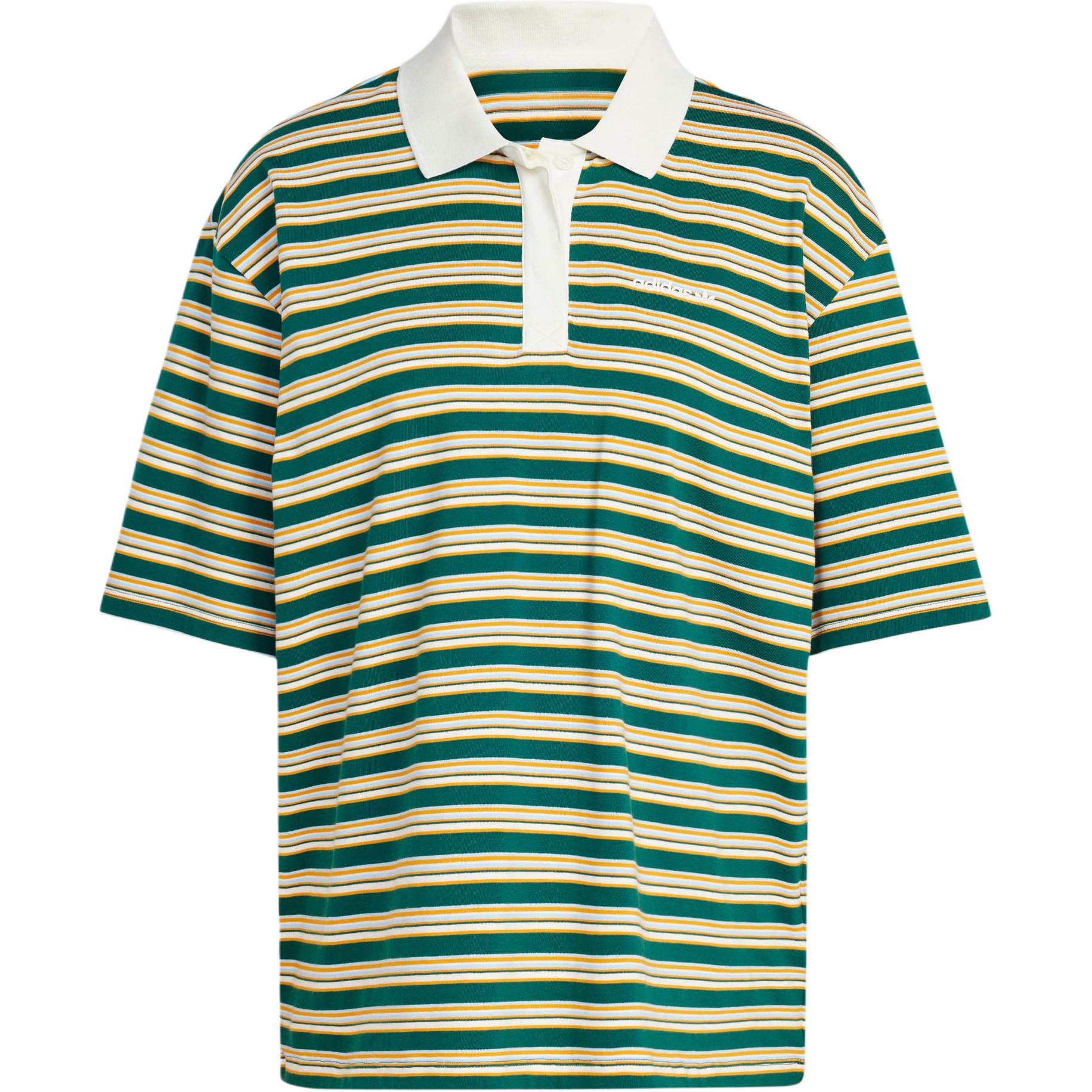 Женская футболка adidas originals 80s OVERSIZED STRIPE POLO SHIRT (лесной зеленый)