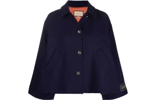 GUCCI Jackets Women's Blue Lapel Moderate Other