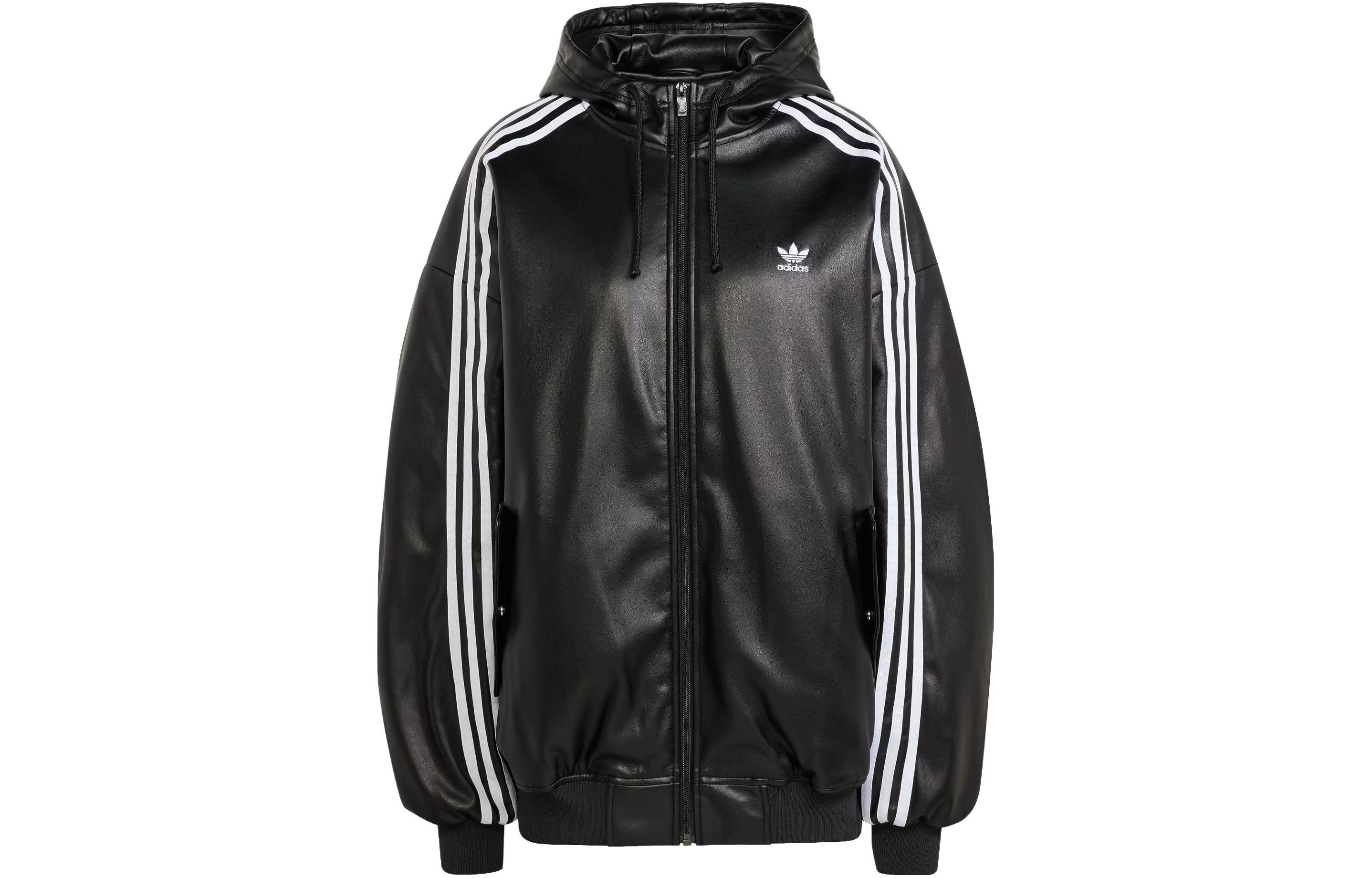 Adidas Originals Adilenium Faux Leather Jacket Jackets & Coats Japan Version Women's Black