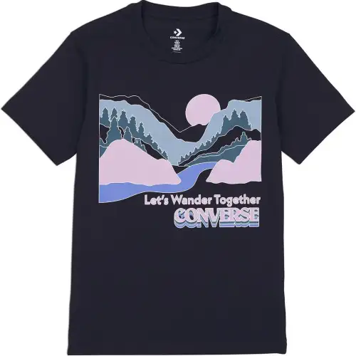 Converse T Shirts Women's Black Crew Neck Moderate Straight Fit