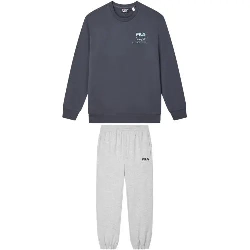FILA Casual Sportswear Men's Wall Mud Gray+Cloud Mist Heather Gray Crew Neck Moderate