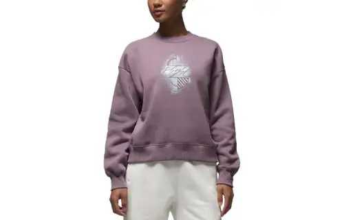 Jordan Brooklyn Sweatshirts Women's Pink Crew Neck Moderate Regular