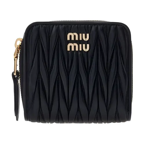 MIU MIU Leather Card Holder, Wallet Women's Black