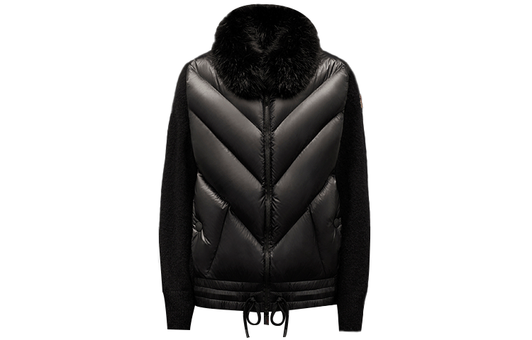 Женский пуховик Moncler с меховым воротником (черный)