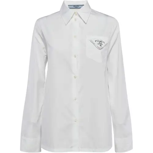 PRADA Shirts Women's White Lapel Moderate Other