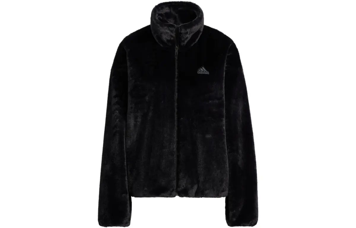 Adidas Jackets Women's Black Stand Collar Moderate Straight Fit