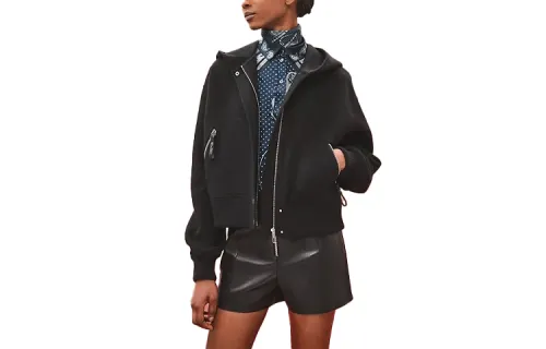 HERMES Jackets Women's Black Hooded Moderate Other