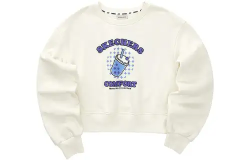 Skechers Sweatshirts Women's Marshmallow White/0074 Crew Neck Moderate Regular