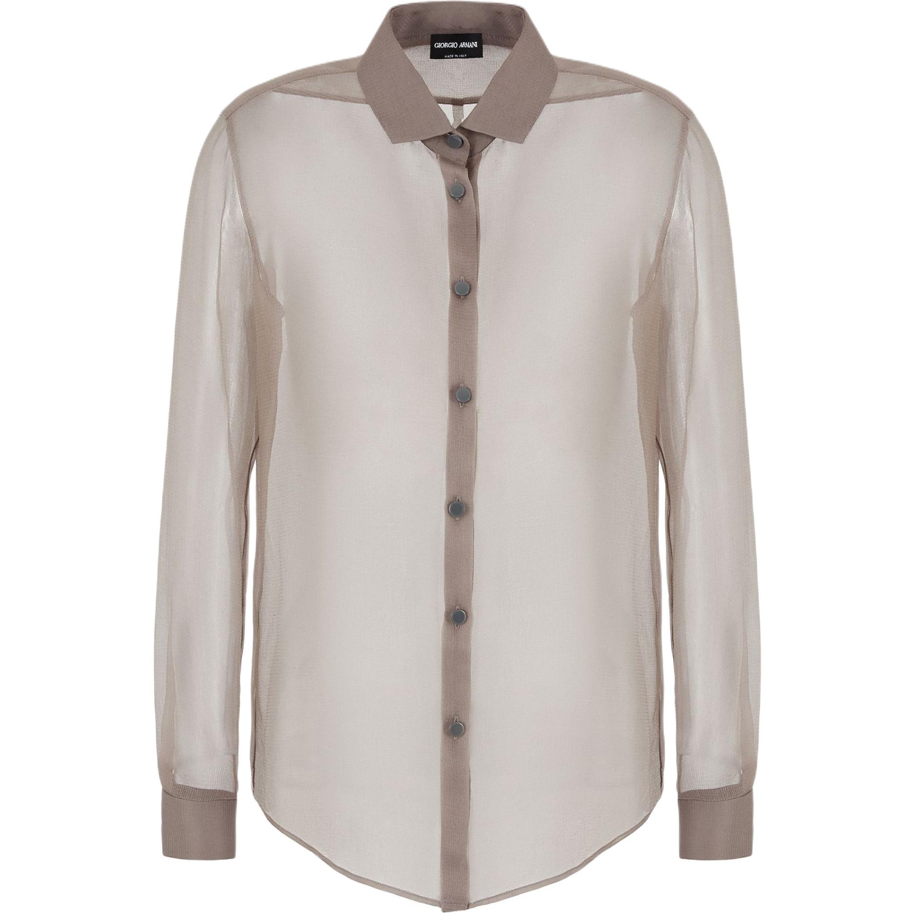 GIORGIO ARMANI Giorgio Armani FW24 solid color transparent lapel shirt women's beige