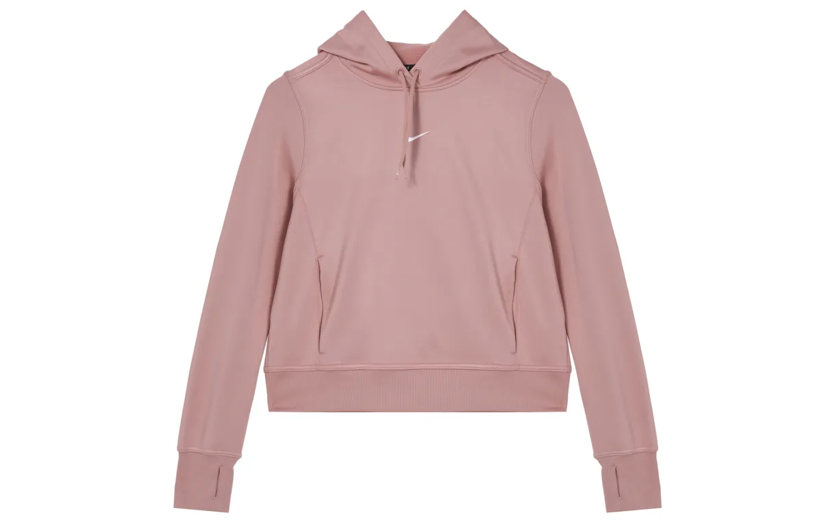 Nike Therma FIT One THERMA FIT ONE Solid Color Hooded Casual Fleece Lined Sweatshirt Women's Stardust Red