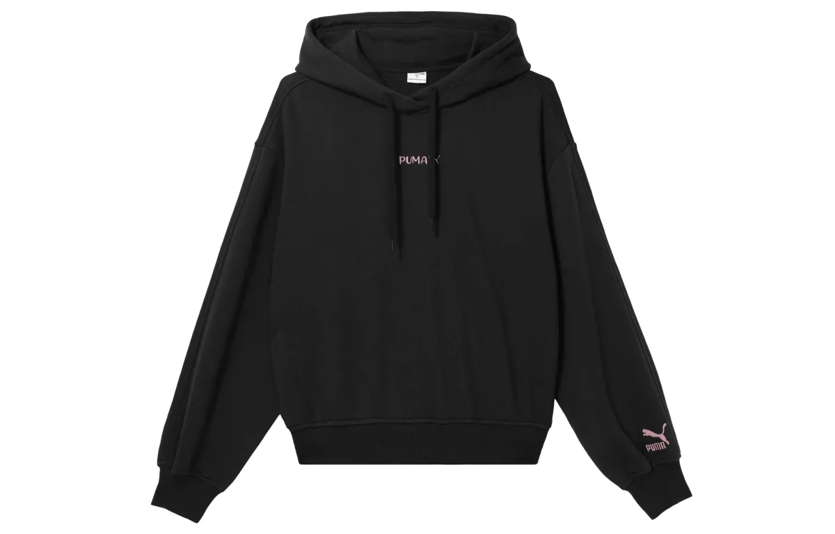 PUMA Sweatshirts Women's Black Hooded Moderate Straight Fit