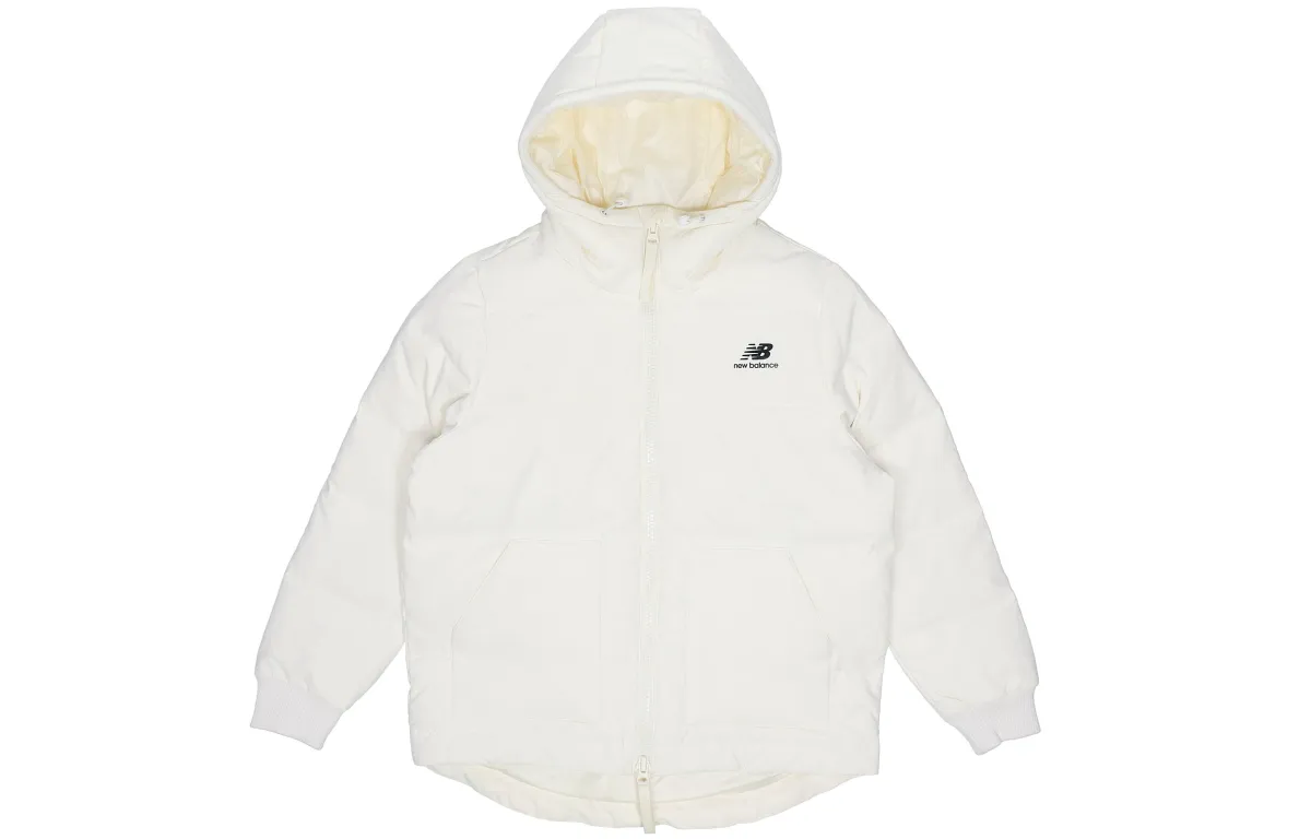 New Balance Down Jackets Women's White Stand Collar Moderate Other