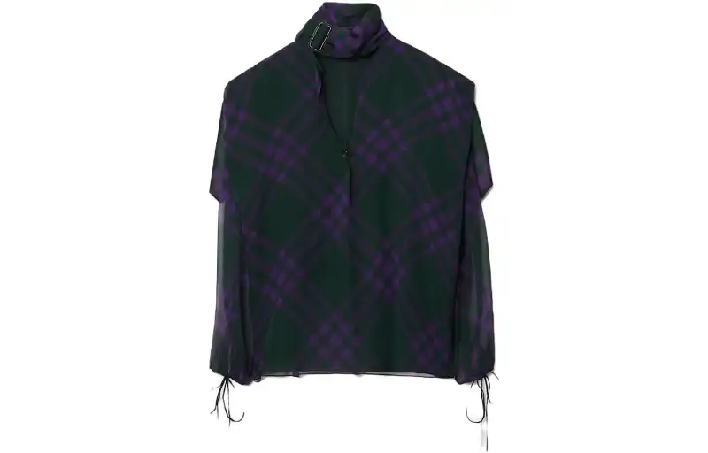 Burberry Check-Pattern Scarf Detailed Blouse