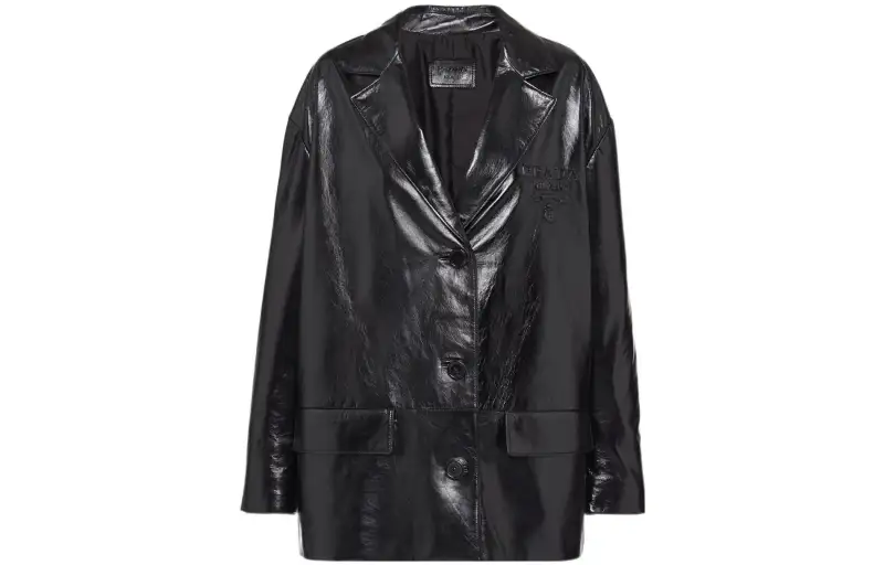 PRADA Jackets Women's Black Lapel Moderate Other