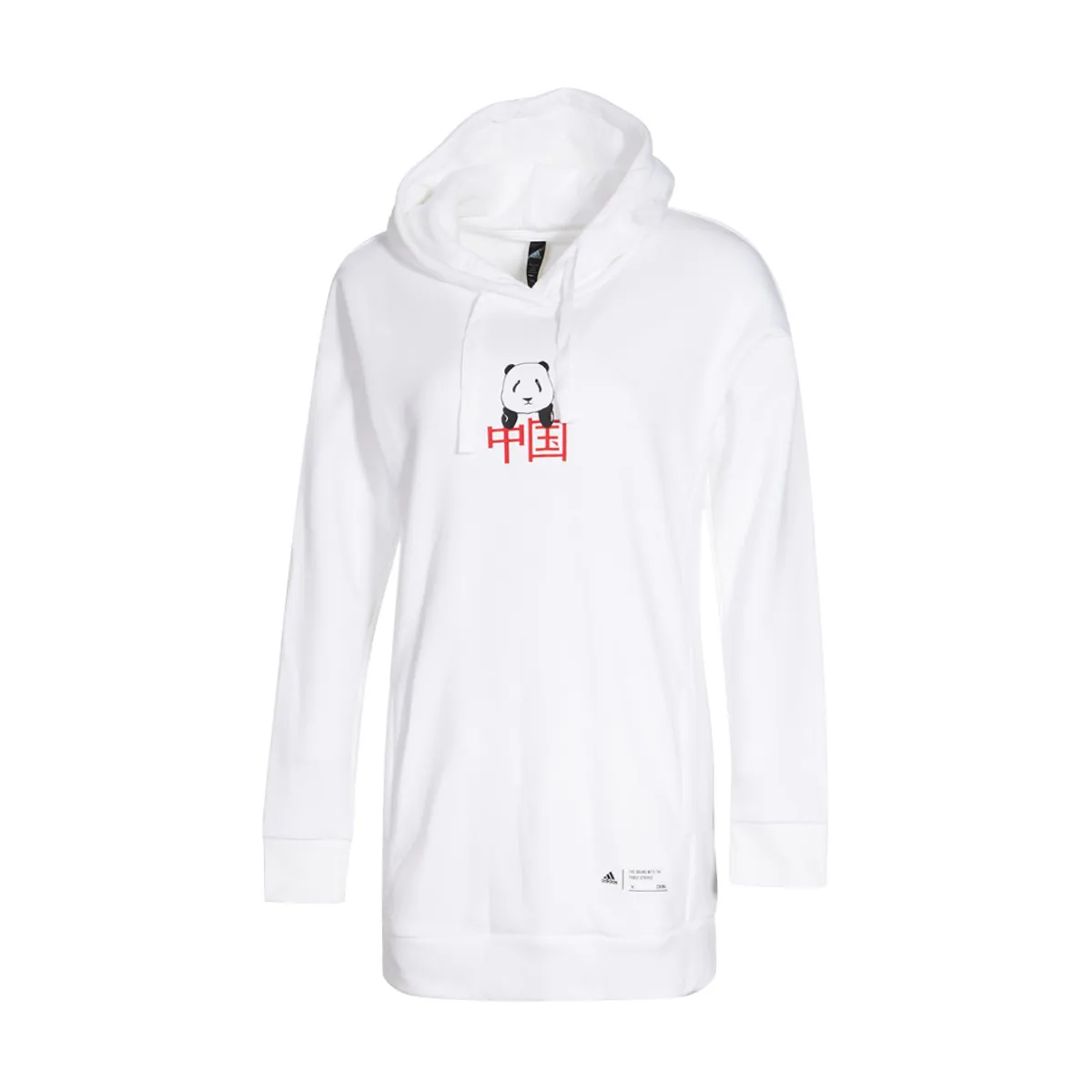 Adidas Thickened And Fleece Lined Thermal Pullover Hooded Long Sleeved Sweatshirt Women's White