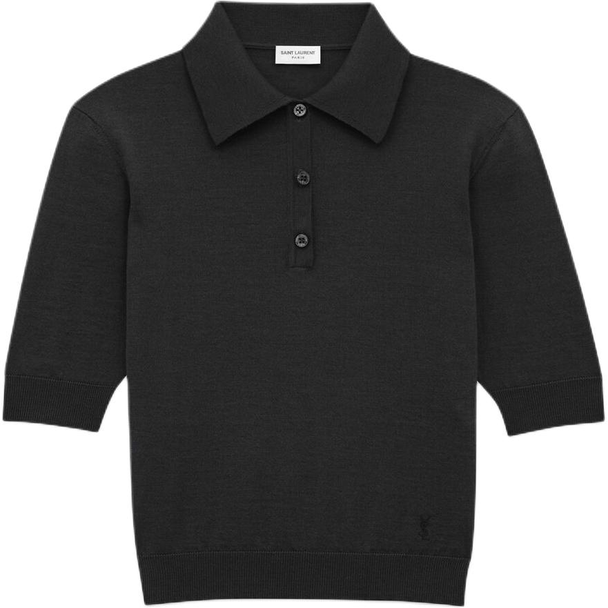 Женская футболка-поло SAINT LAURENT С коротким рукавом (черная)