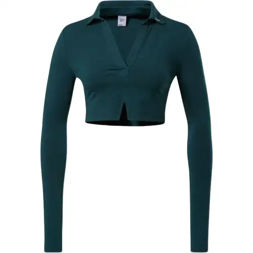 Reebok Classics Long Sleeve Top Polo Shirt Women's Forest Green