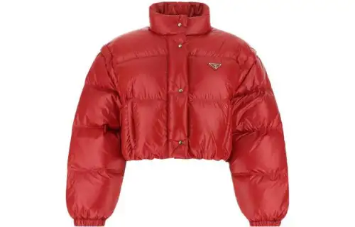 PRADA FW22 Solid Color Stand Collar Loose Fit Down Jacket Women's Red