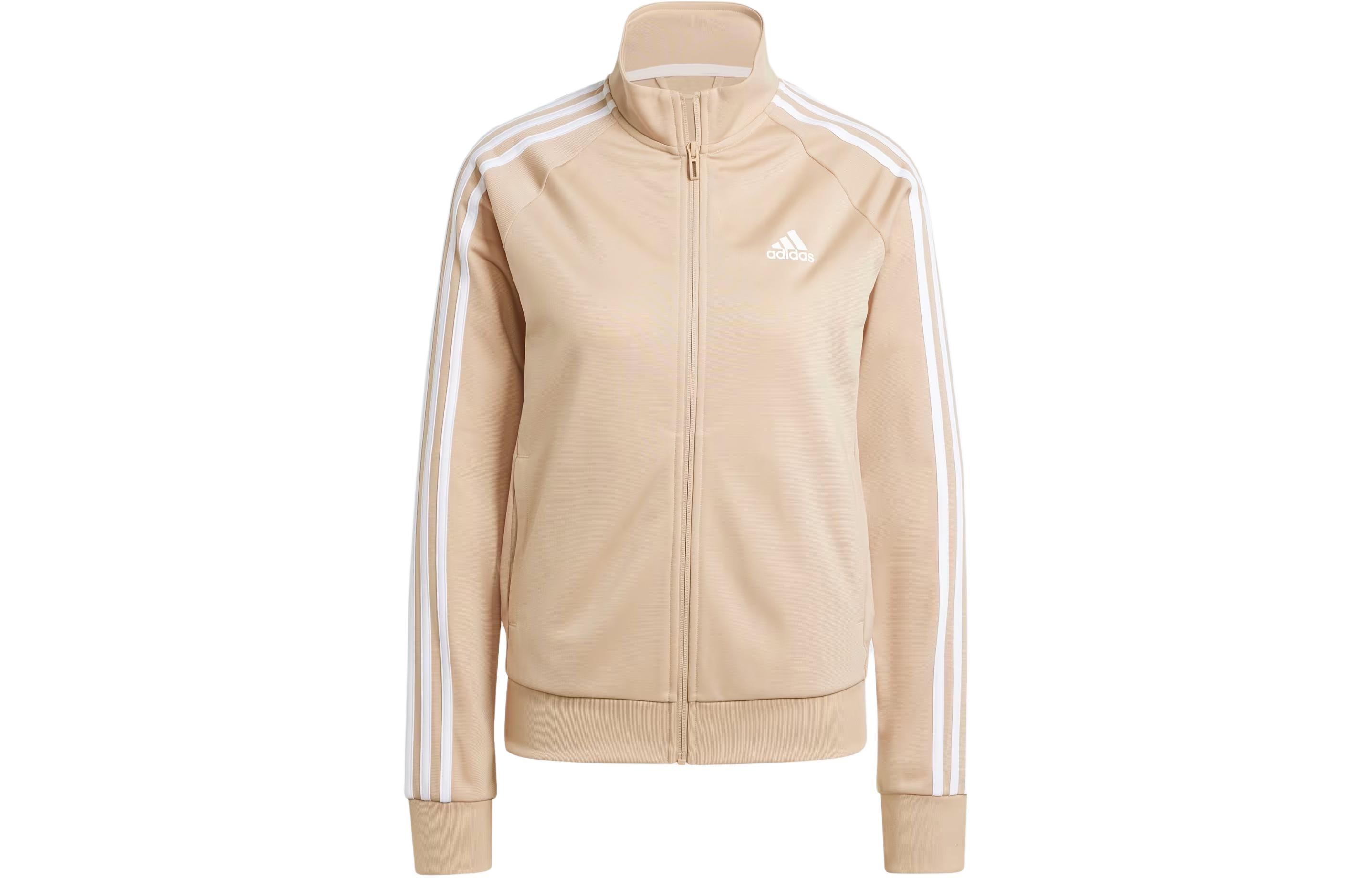 Adidas Primegreen Essentials Warm Up Slim 3 Stripes Track Jacket Retro Sports Jackets & Coats Women's Khaki