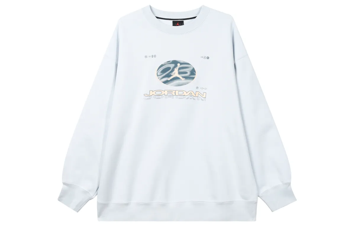 Jordan Fearless Letter Print Crew Neck Fleece Lined Casual Loose Fit Sweatshirt Women's Purple Blue