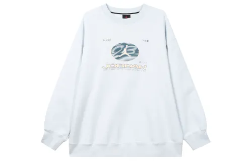 Jordan Fearless Letter Print Crew Neck Fleece Lined Casual Loose Fit Sweatshirt Women's Purple Blue