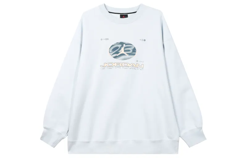 Jordan Fearless Letter Print Crew Neck Fleece Lined Casual Loose Fit Sweatshirt Women's Purple Blue