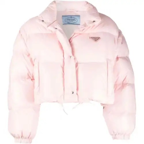 PRADA Down Jackets Women's Pink Stand Collar Moderate Other