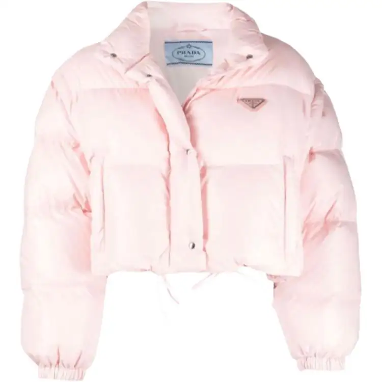 PRADA Down Jackets Women's Pink Stand Collar Moderate Other