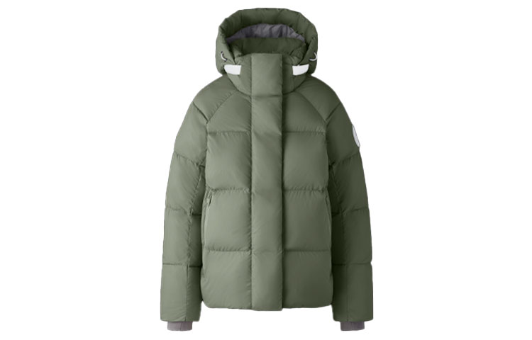 Canada Goose Canada Goose FW21 Pastel Series Junction White Label Parker Windproof and Waterproof Hooded Puff Short White Duck Down Jacket Women's Green