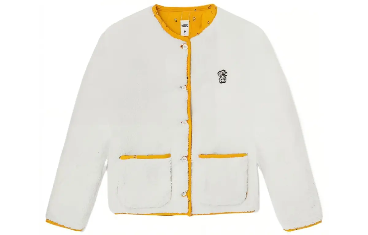 Vans Jackets Women's White V-neck Thickened