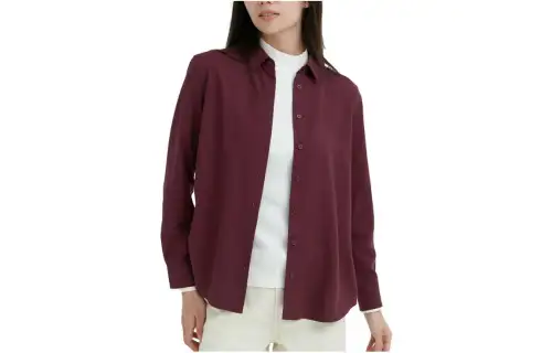 UNIQLO Shirts Women's Burgundy Pointed Collar Moderate Other