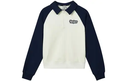 Skechers Funny Monster Sweatshirts Women's Navy Blue/002Z Lapel Moderate Regular