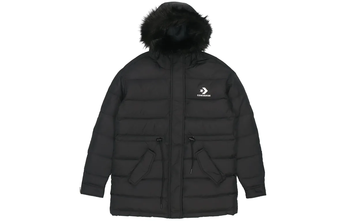 Converse Down Jackets Women's Black Hooded Moderate Straight Fit