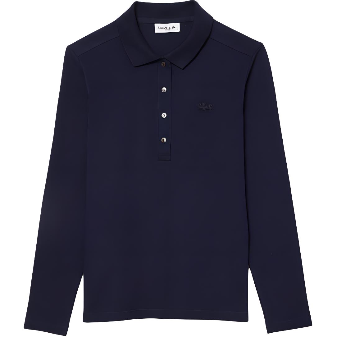 Женская футболка LACOSTE Long Sleeve Polo (темно-синяя)