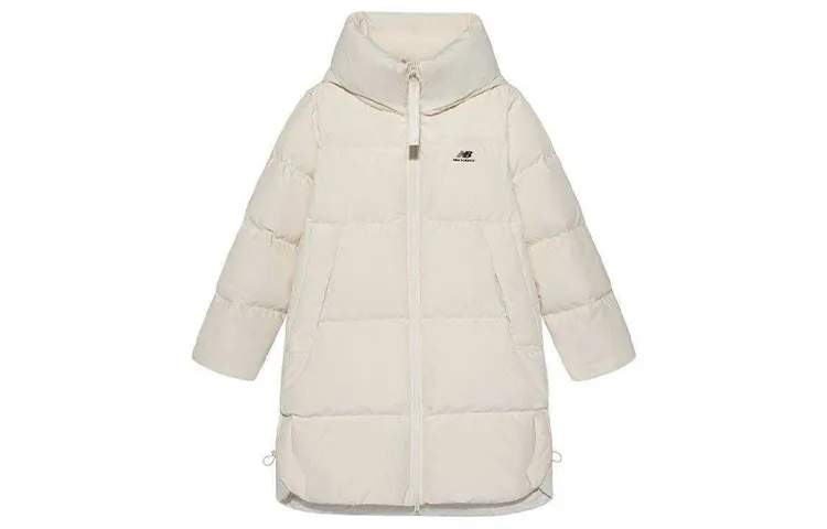New Balance Down Jackets Women's Ecru Hooded Moderate Other