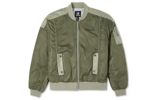 Converse Jackets Women's Green Baseball Collar Moderate Pilot