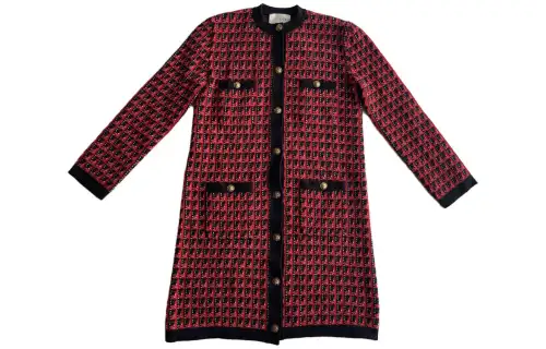 GUCCI Knitwear Women's Red Crew Neck Moderate Cardigan