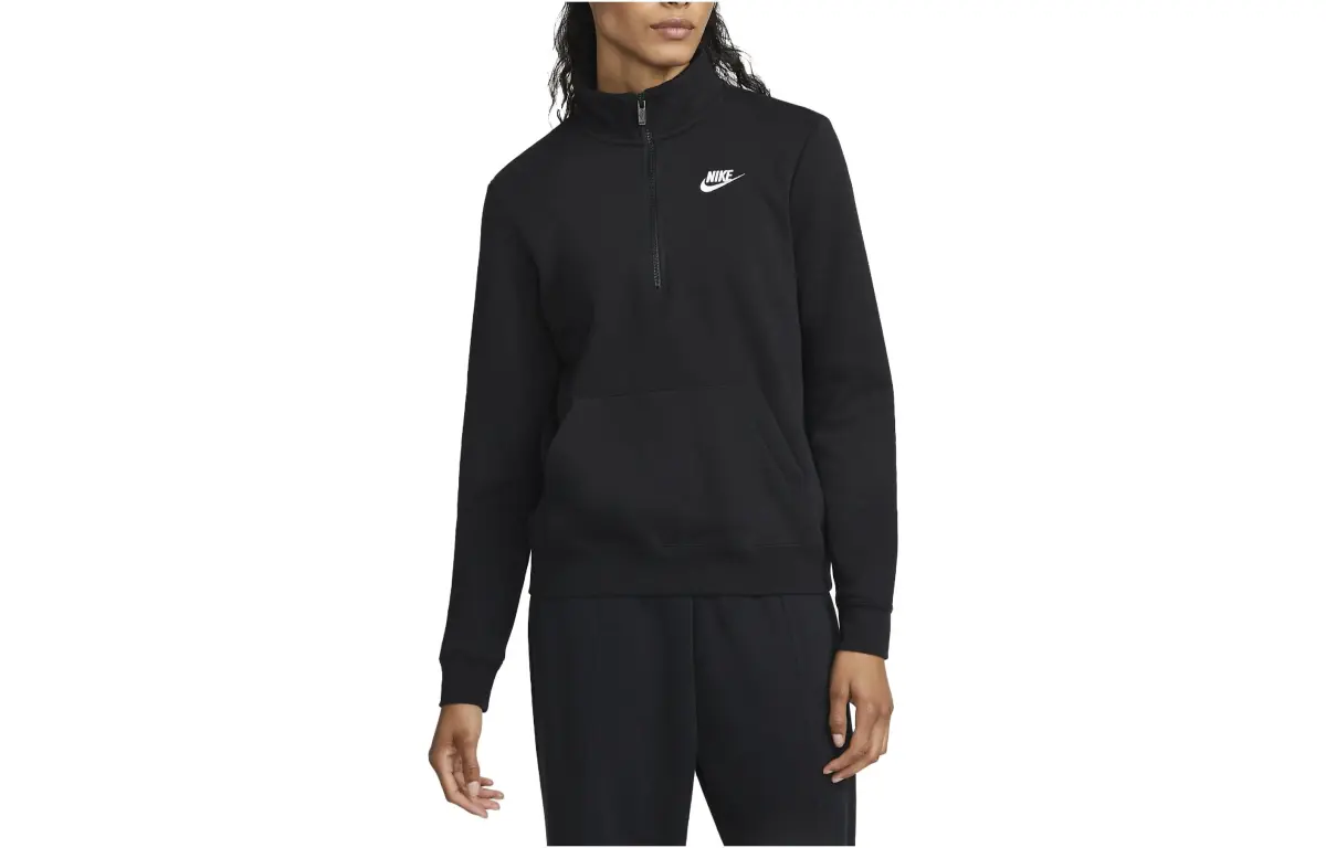Nike Sweatshirts Women's Black Stand Collar Moderate Regular